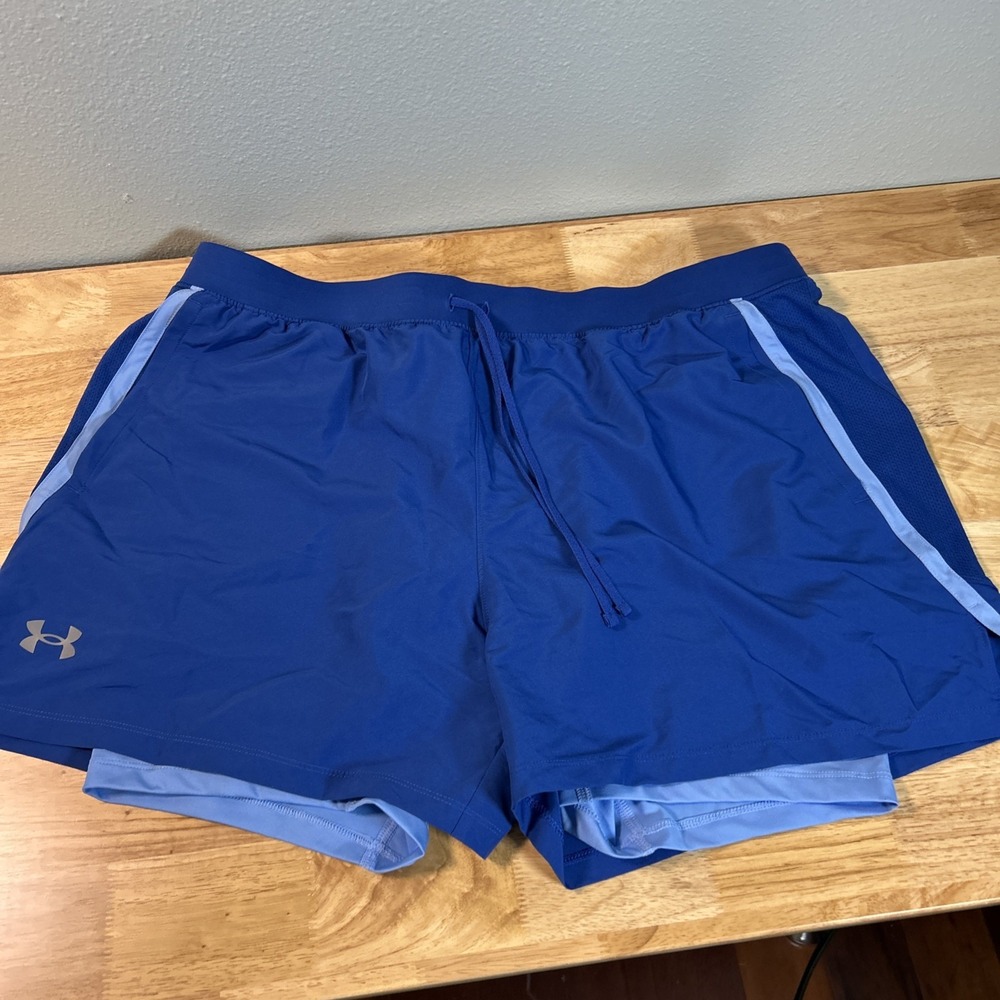 Under Armour Mens Launch 5" 2-in-1 Shorts Blue 2XL Training 1382640-432